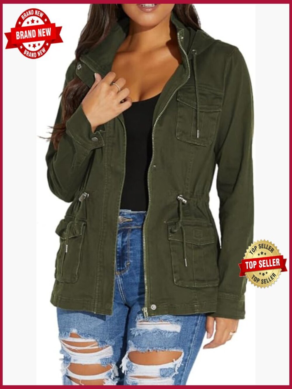 Women's Casual Long Sleeve Lightweight Full Zip Jacket with Pockets